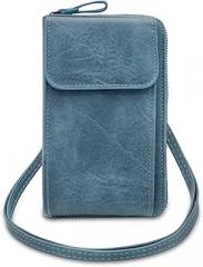 WisePoint Cell Phone Crossbody Bag, PU Leather Phone Purses with Strap Fashionable Crossbody Wallet Cell Phone Wallet (Blue)