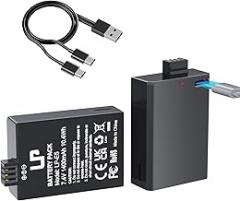 LP LP-E5 Battery 2-Pack 1400mAh USB-C Fast Charging for Canon LP-E5 Batteries, Compatible with Canon EOS Rebel XS, Rebel T1i, Rebel XSi, 1000D, 500D, 450D, Kiss X3, Kiss X2, Kiss F Digital Camera