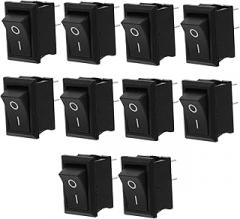 Ciieeo 10Pcs Boat Style Rocker Switch for Electronic Devices Compact Design with Solid Feet for Easy Installation for Projects and Circuit