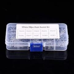 Assortment of 10 Values ​​Rectifier Diodes, 200 Pieces, Electronic Kit or Enthusiasts, Low Leaks, High Efficiency, Storage Box Practice nan Electrician and