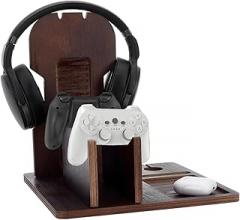FINGERINSPIRE Gifts for Men Birthday Ideas Wood Docking Station Coconut Brown Rustic Nightstand Organizer Wood Display Stand for Gameboy Video Game Sports Cards Comics Books Plates Electronics Photos