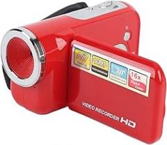 PUSOKEI 1080P HD Digital Video Camera, 16MP 2 Inch LCD Screen 16X Digital Zoom Camcorder with Electronic Anti Shaking, for Vlogging Travel Wedding School Events (Red)