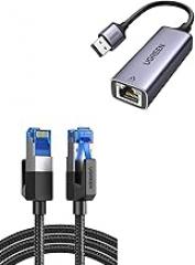 UGREEN Cat 8 Ethernet Cable 6FT Bundle with USB to Ethernet Adapter 1000Mbps