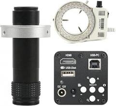 1080P HDMI USB Industrial Electronic Digital Video Microscope Camera U Disk Video Recorder + 180X 130X 200X 500X C Mount Lens(Long Focal 130x-01)