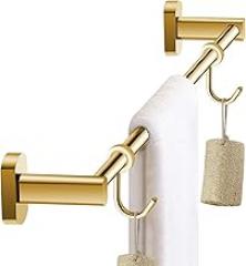 Wall Mounted Towel Bar, Bath Towel Bar with 2 Hooks, Single Towel Holder for Kitchen Toilet, Gold Towel Rod 30cm-80cm, Screws Mounting (Size : 23.6inch(60cm))