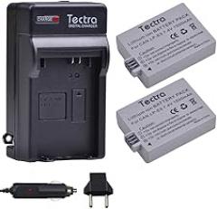 Tectra 2-Pack LP-E5 Battery and Charger Kits for Canon EOS Rebel XS, Rebel T1i, Rebel XSi, 1000D, 500D, 450D, Kiss X3, Kiss X2, Kiss F
