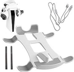 NINKI Compatible PSVR2 VR Headsets Stand Controllers Holder,Non-Slip Storage Stand Shockproof Anti-Scratches,[2 in 1] Charging Cables Light Sturdy PSVR2 Accessories for PlayStation VR2 / PSVR2-White