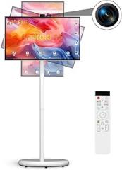 VLH 27 Inch Smart Portable TV, FHD Touch Screen Monitor on Wheels, Android 15, 6GB +128GB, Wireless Movable Display, EDLA-Certified, 13MP Camera, Speaker, 8 Hour Battery, HDMI, Voice Remote Control