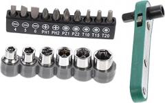 POPETPOP 17-Piece Ratchet Wrench Set with Replaceable Sleeves Adjustable Repair Tool for Bikes and Electronics Compatible with Sizes Easy to Use