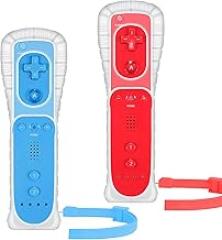 Yosikr Remote Controller for Wii/Wii U, with Silicone Case and Wrist Strap (2 Pack, Red and Blue)