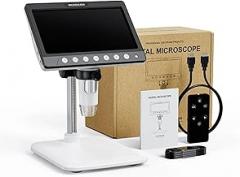 Digital Microscope 7'' IPS Screen 1200X Coin with 8 LEDs 5MP HD Soldering for Electronics,PCB, Repair