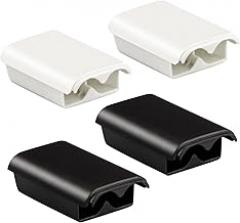 Xahpower Battery Pack Cover for Xbox 360, Replacement Battery Pack Cover Shell Repair Part Compatible with Xbox 360 Wireless Controller(4 Pack, Black, White)