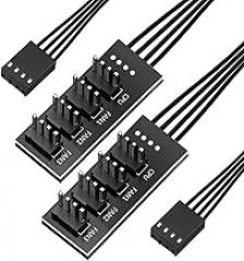 2pcs 4-Pin PWM Fan Hub, 4-pin Male for CPU Fan PC Fans Hub, Computer CPU/Case Fan Power Multi Splitter Connector Cable Adapter for 12V Computer 3-pin 4-pin Fans
