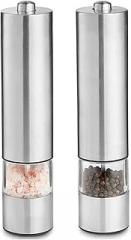 Salt and Pepper Grinder Set Electronic Push Button Operation Adjustable Coarseness Salt Peppercorn Shakers