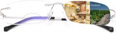 Rimless Bifocal Reading Glasses Transition Photochromic UV400 Protection Sun Readers Titanium Eyewear for Men