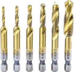6pcs/Metric Thread Tap Drill Bits M3 M4 M5 M6 M8 M10 Hex Shank Hss 6542 Screw Tap Drill Bits for Metal Wood New 2026 High for Reliable Electronic Component, Precision, Stable Performance