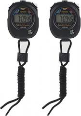 2 PCS Multifunctional Electronic Handheld Digital LCD Stopwatch Timer,Large Display with Date Time and Alarm Function for Sports Running Racing Swimming