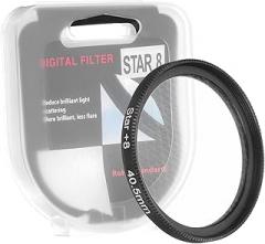 PATIKIL 40.5mm Star Filter, 8 Points Starburst Len Filter Variable Twinkle Effect Ultra Slim Optical Lens for Nikon and Other DSLR Cameras Holiday, Black