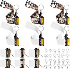 Aboiled 12 PCS Sublimation Camera Film Roll Keychains - DIY Photo Keychains with Replacement Keyrings Memorable Gifts