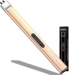 REIDEA Electric Lighter Gifts for Candle Lovers [Stocking Stuffers for Women & Men], Retractable Top Windproof Flameless USB Rechargeable Arc Safe for Adults, R1 Flat, Champagne Gold