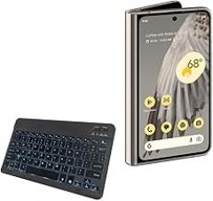 BoxWave Keyboard Compatible with Google Pixel Fold - SlimKeys Bluetooth Keyboard - with Backlight, Portable Slim LED 7 Colors - Jet Black