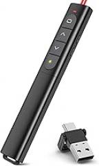 USB Type C Presentation Clicker with Red Light,Volume Control Wireless Presenter Remote Pointer for Powerpoint Presentations with Hyperlinks Open,Slide Clicker for Classroom MAC Computer Laptop