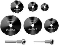 8 Pcs/Set HSS Saw Blades Cutting Wheel Set Blackening mini Circular Saw Blades with 2 Straight Shank Mandrel(3.17&6mm), Metal Cutting Discs for Wood/PVC/Soft Metal Cutting