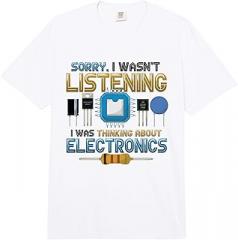 Funny Electrician Clothing for Men I was Thinking About Electronics Funny Electrician Comfort Colors Adult Heavyweight T-Shirt