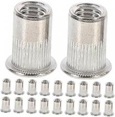 STOBAZA 70pcs Rivet Nuts Stainless Steel Flat Head Insert Nutsert Precision Threading for Quick Installation Machinery Furniture and Electronics Nut Insert Tool Kit