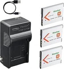 Kastar 3-Pack Battery and AC & USB-C Charger, Compatible with Sony NP-BN1 BC-CSN, Works with Cyber-Shot DSC-WX220 WX150 WX100 WX80 WX70 W830 W820 W810 W800 T110 T99 TX30 TX20 TX10 QX10 QX30 Cameras