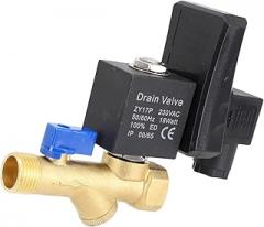 Electronic Timed Air Compressor Drain Valve, 2 Way Automatic Solenoid Valve for Gas Tank with AC 24-240V Power Supply, IP65 Rated