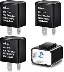 Nilight 4PCS Flasher Relay Adjustable 2 Pin Electronic Blinker Relay 12V Fixes Motorcycle Turn Signal and Hazard Warn Hyper Blink Flash or No Flash for LED and Halogen Bulbs, 2 Years Warranty