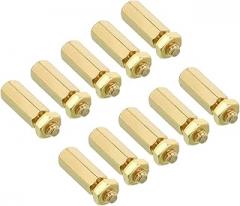 PATIKIL 15mm+6mm M4 Standoff Screws, 40 Pack Brass Hex PCB Standoffs Nuts for Motherboards, Computer Cases, Circuit Boards, Electronics, Gold Tone