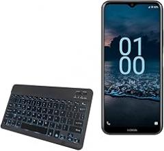 BoxWave Keyboard Compatible with Nokia G100 - SlimKeys Bluetooth Keyboard - with Backlight, Portable Slim LED 7 Colors - Jet Black