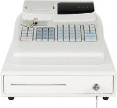 47 Keys Electronic Cash Register 6 Digits LED Display Cash Management System POS Bill Coins System for Small Businesses, Retailers, Supermarkets (White)