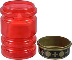 ARTIBETTER LED Red Plastic Cross Electronic Candle Light for Cemetery Grave Memorial, Flameless Religious Prayer Lamp Without Batteries, Church Decoration for Outdoor Remembrance