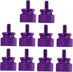 Mipcase 10pcs Aluminum Alloy Thumbscrew Replacement for Computer Case Chassis, Knurled Head Fixing Screw, Purple DIY PC Side Panel Accessories for Electronics Assembly