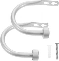 Milisten 2pcs U-Shaped Iron Curtain Tiebacks Hooks Silver 11mm Modern Wall-Mounted Holdbacks for Window Drapery Hardware Home Décor