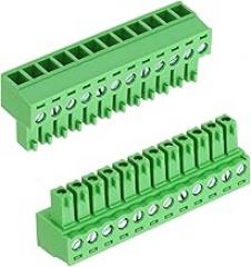 MECCANIXITY 2Pcs PCB Terminal Block, 300V 8A Male 12 Pin 3.81mm Pitch PCB Screw Mount Terminal Block Connector for Industrial Use, Electronic Projects, Green