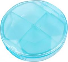 Milisten Portable Mini Medicine Organizer with 4 Compartments, Travel Pill Storage Case in Sapphire Blue, Weekly Pill Holder for Daily Medication Management