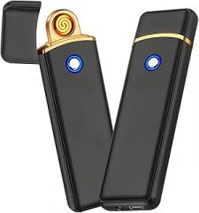Electronic USB Rechargeable Lighter - Smart, Cool, Portable Dual Sided Ignition Windproof Flameless Plasma Lighter for Indoor Outdoor Use (Black)