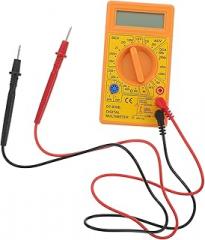 DOITOOL LCD Digital Multimeter Mini Compact Electric Tester with Voltage Resistance Measurement for AC DC Electronics School Factory Home Use Yellow