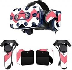MightySkins Skin Compatible with HTC Vive Pro VR Headset - Black Pink Chevron | Protective, Durable, and Unique Vinyl Decal wrap Cover | Easy to Apply, Remove, and Change Styles | Made in The USA