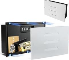 Hidden In Wall Safe - Electronic Hidden Wall Safe for Home and Office, Fits Between 16 Inch Studs, with Magnetic Vent Cover and Digital Keypad to Secure Cash, Jewelry, Documents