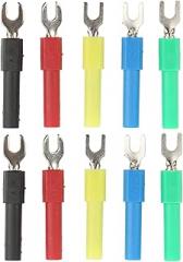 10PCS Multicolor U Type Wire Connector with 4mm Rear Socket for Multimeter, Electronic Applications