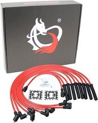 AIP Electronics Dragon Fire Race Series High Performance Ignition Spark Plug Wire Set Compatible with Ford BB 351C 351M 400M 429 460 Points Style Cap Factory OEM Fit PWJ118