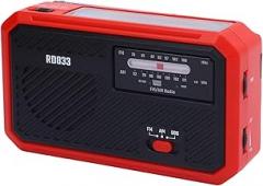 Hand Crank Emergency Radio, Solar AM FM Radio with High Brightness LED Flashlight for Camping Hiking Outdoor Emergency Power Outage (Red)