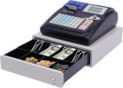 Cash Register,Electronic Pos System Cash Register with 48 Keys,Cash Register Drawer and Thermal Printer,8 Digital LED Customer Display Cash Register for Small Businesses（Black）