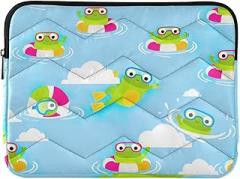 Laptop Sleeves Cute Cartoon Frogs Swimming Waterproof Briefcase Covers Portable Electronic Device Cover, 15-15.6 Inch