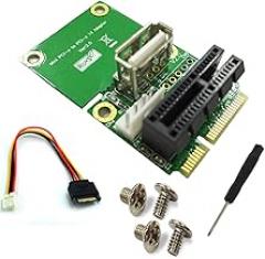 JMT PCI-E 1X to Half/Full Mini PCI-E Adapter Converter mini PCIe Adapter with 4Pin to SATA Power Cable for WindowsXP/7/8/10
